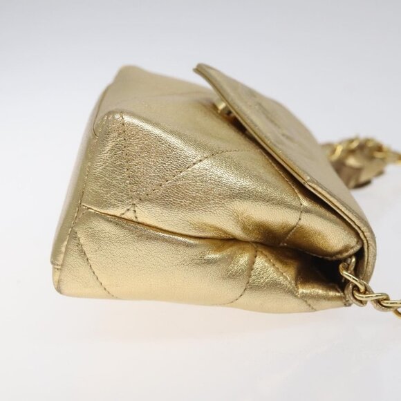 CHANEL Chain Shoulder Bag Leather Gold CC Auth - Picture 10 of 16
